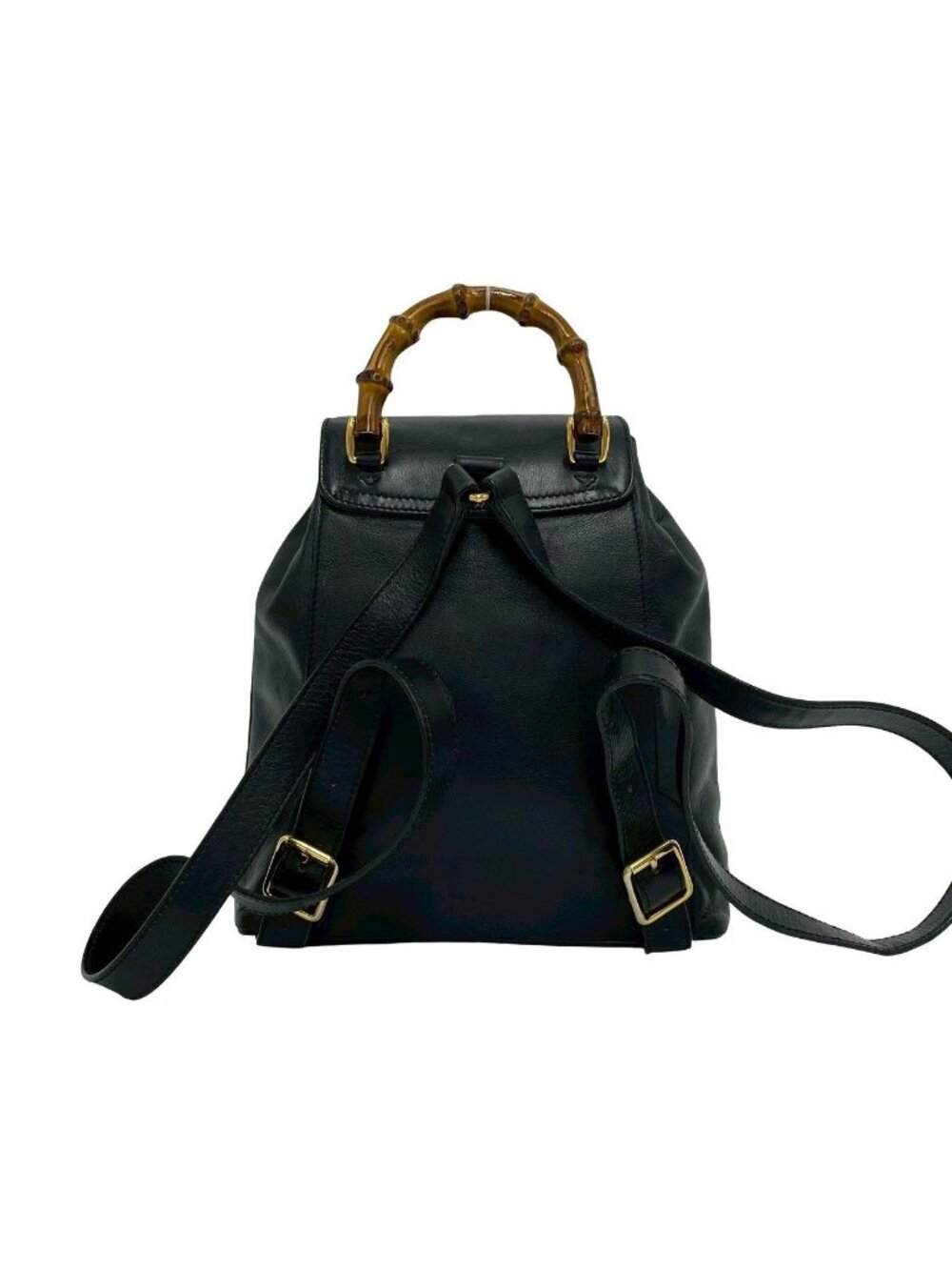 Gucci Vintage Bamboo Leather Backpack Black - Picture 3 of 10